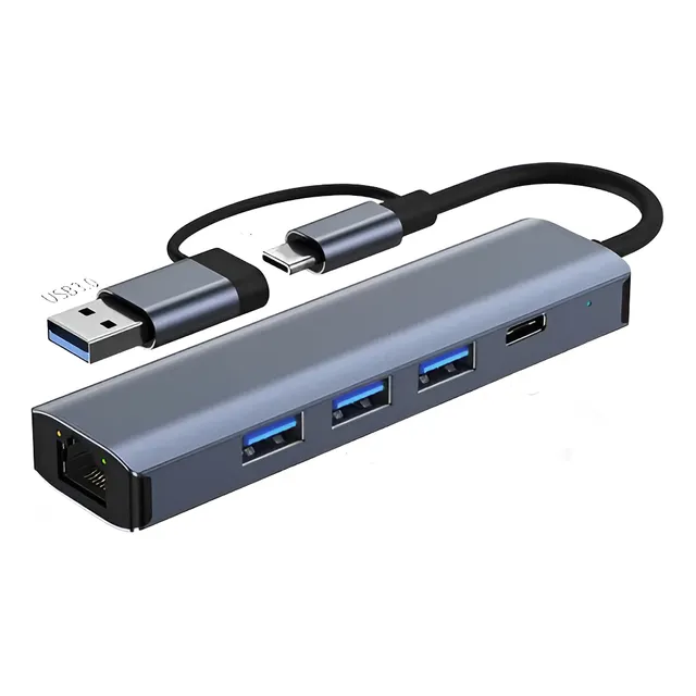 Adaptador Red Ethernet 5en1 Usb-c/usb Rj45 Lan 1 Gb/s Otg
