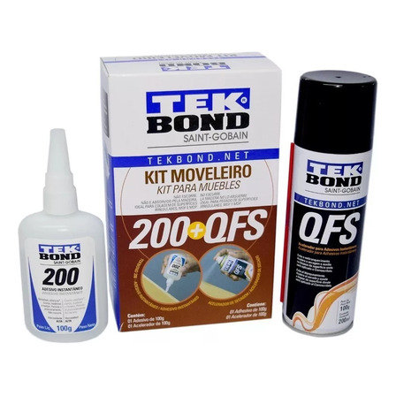 Kit Moveleiro Cola 100gr + Acelerador De Secagem Qfs Tekbond Kit Moveleiro Cola 100gr + Acelerador De Secagem Qfs Tekbond