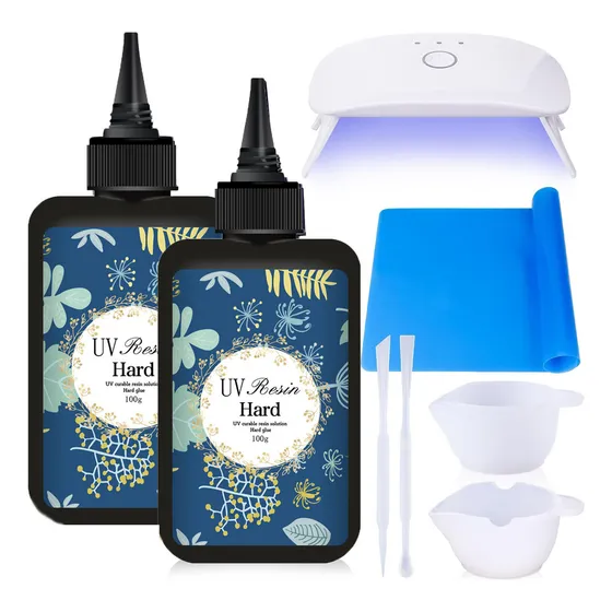 Resina Uv Let's Resin 200g Crystal De Secado Rapido Con Luces Led Uv 6w6 Color Negro