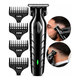 Maquina De Acabamento Aparador De Pelos Profissional Barba Cabelo Pezinho Sem Fio Potente Bivolt + Acessorios Landara