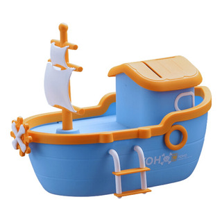 Alcancía De Ahorro Barco Pirata Para Niños Color Celeste Alcancía De Ahorro Barco Pirata Para Niños Color Celeste