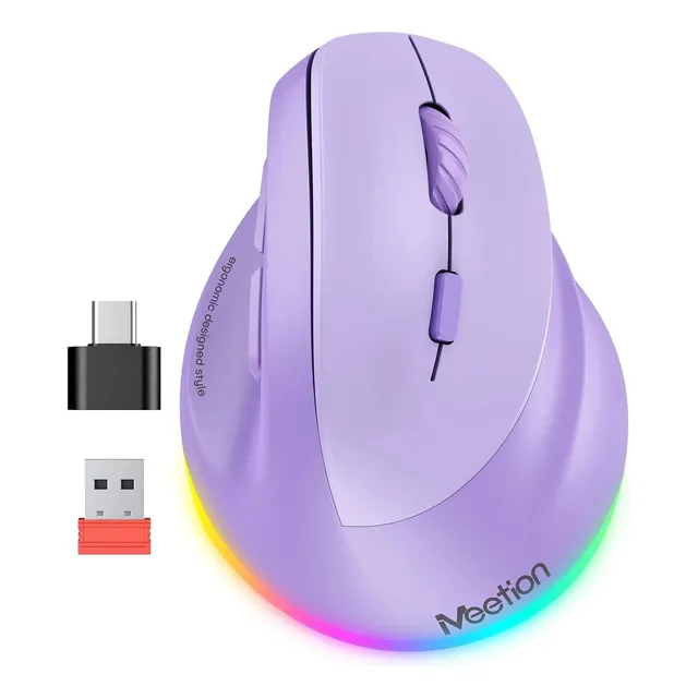 Mouse Inalámbrico Ergonómico Para Diestros Meetion Btm010 Color Violeta