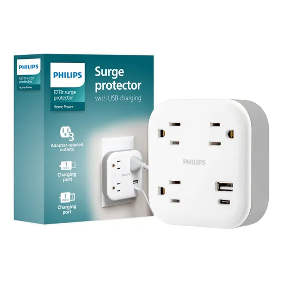 Extensor De Sobretensión Philips Spp9393w/37 De 3 Salidas Co