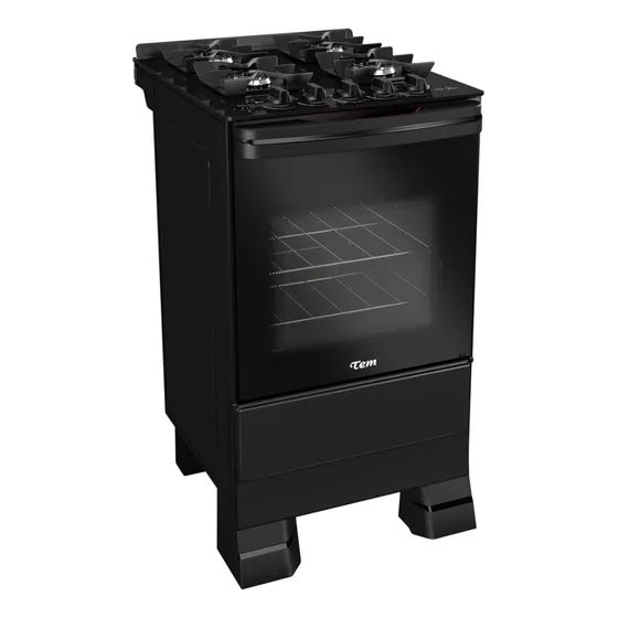 Cocina A Gas Tem Luna Stile 4h Mesada Vidrio Negra Fama