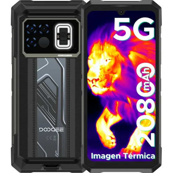 Teléfono inteligente robusto Doogee Fire 6 Máx 5G con cámara de imagen térmica 20800 mAh/33 W Fast, pantalla FHD+ 120 Hz IPS de 6,72 pulgadas, pantalla FHD+ 120 Hz, linterna de 120 lúmenes