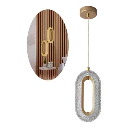 Luminária Pendente Cristal Led Oval Cabeceira Lavabo127/220v 127/220v Dourado