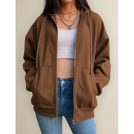Sudadera De Otoño Mujer Sudaderas Moda Coreana Color Sólido
