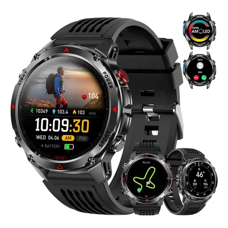 Relógio Inteligente Chamada Bluetooh Bússola Gps Smartwatch Preto