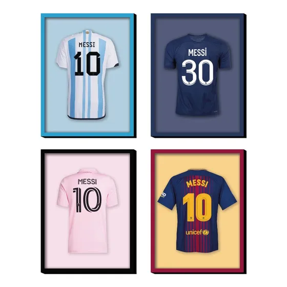 Cuadros Camisetas Dorsales Lionel Messi 30 X 40 C/u