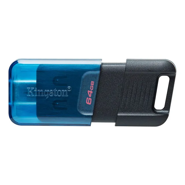 Memoria Usb-c Kingston Datatraveler 80 M 64gb 200mb/s Color Negro/azul Liso