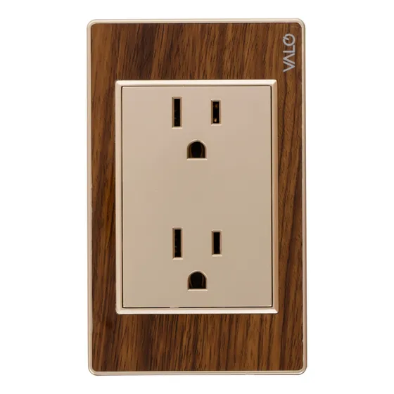 Placa Valo Contacto Duplex Madera