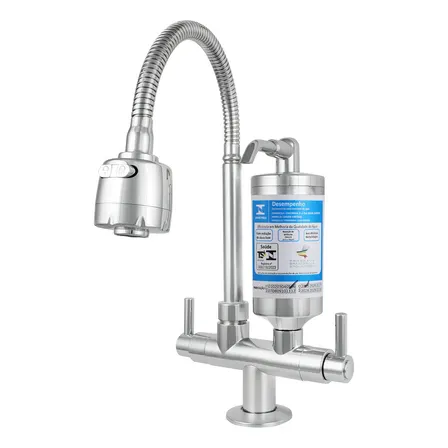 Torneira Com Filtro Cozinha Para Pia Bancada Mesa Flexível Móvel Em Abs Cromado Filtro Carbon Block Purificador De Agua Dazie Metais