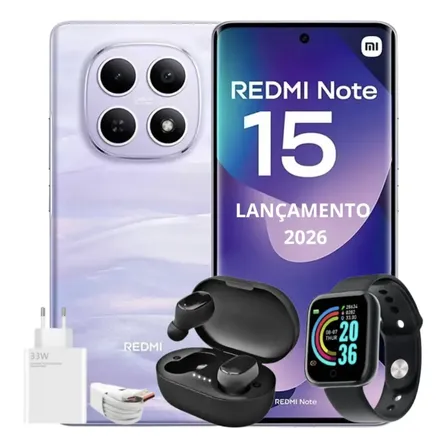 Xiaomi Redmi Note 15 256gb 16gb Ram Lançamento 2026 +brindes Lilás