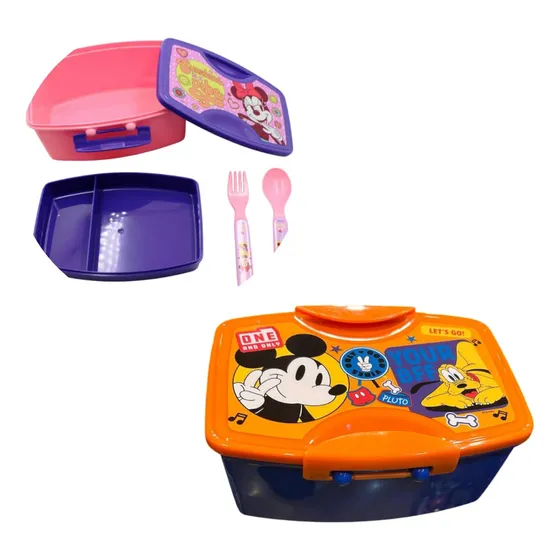 Tupper Con División Y Cubiertos - Mickey Mouse