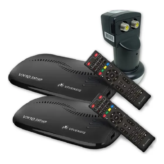 Kit 2 Receptor Digtial Banda Ku Vivensis + Lnbf Duplo Hd 4k