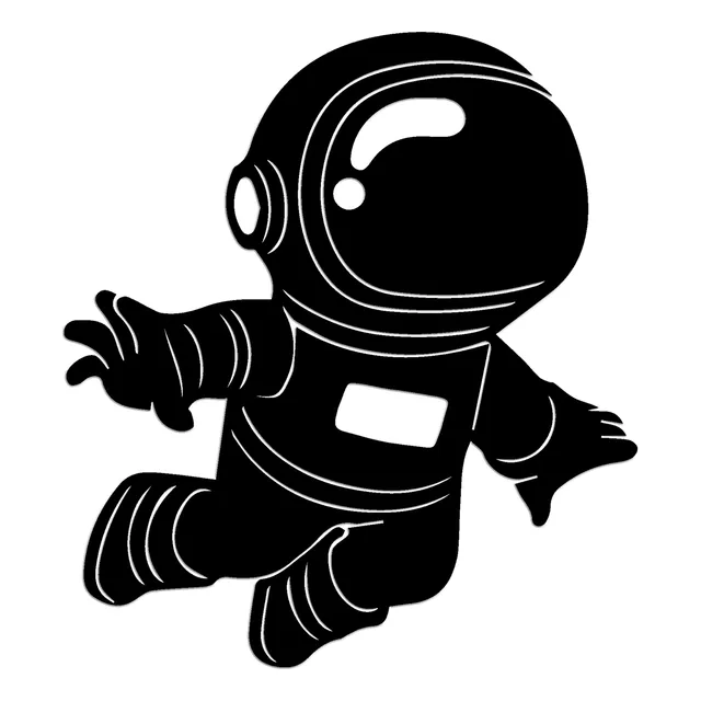 Cuadro Astronauta - Madera Calada - Negro Deco - 15x17cm