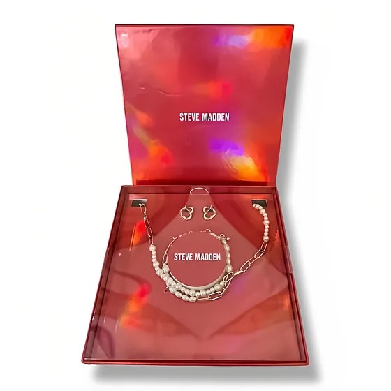 Joyas Steve Madden Mujer Collar Perlas + Pulsera + Aretes