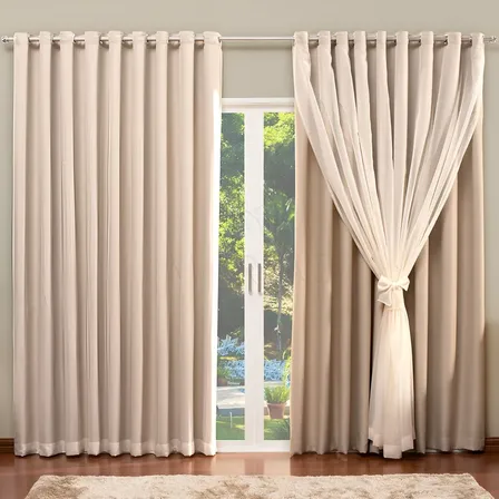 Cortina de Blackout com Voil Liso para varão simples - 4,00 x 2,70