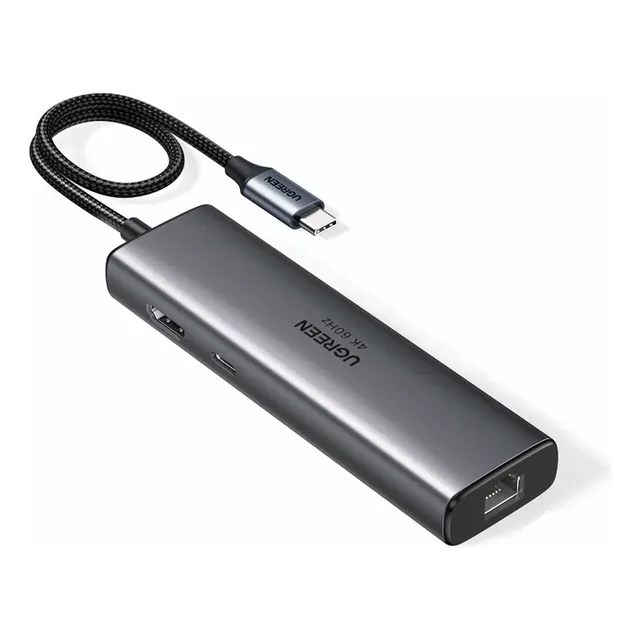 Hub Ugreen Cm512 6 En 1 Usb/rj-45 /usb-c/ Hdmi-45000 Color Gris