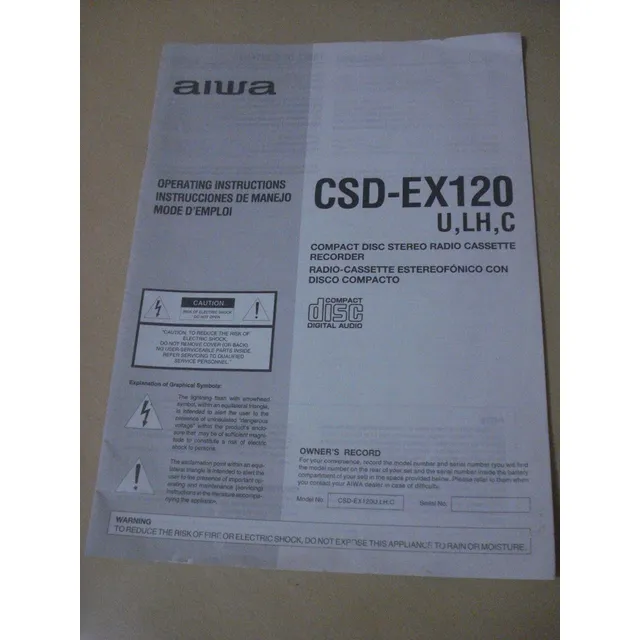 Manual De Instruções Aparelho De Som Aiwa Csd-ex120 T528