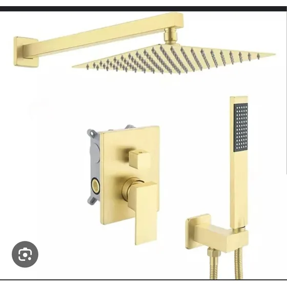Eup Set Ducha-regadera Cuadrado Dorado Satinado