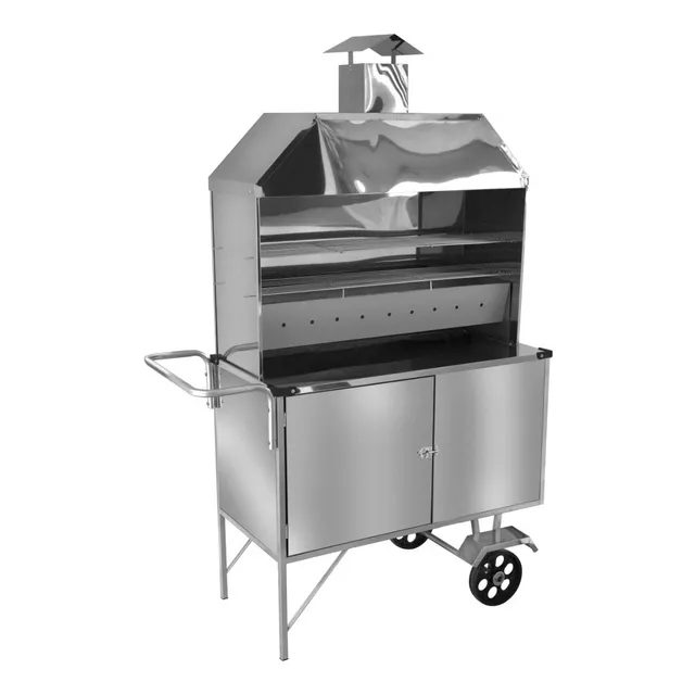 Carrinho De Churrasco Luxo Estendido Inox Com Rodas Maciças