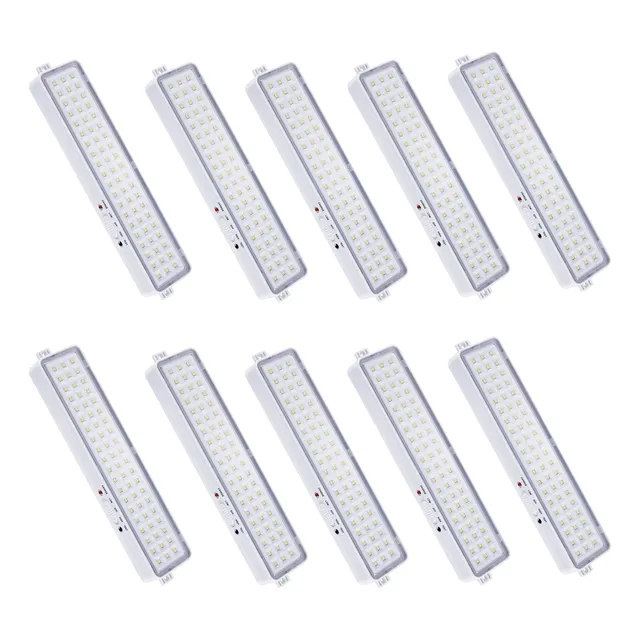 Combo X10 Luz De Emergencia Rectangular 60 Led 6500k Novoled