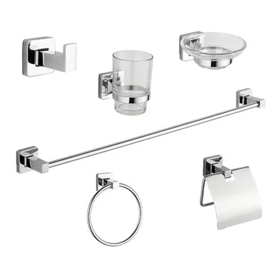 Juego Accesorio De Baño Cuadrado Metalico 5 Piezas