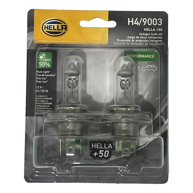 Bombillo Halogeno H4 +50% Iluminación Maca Hella