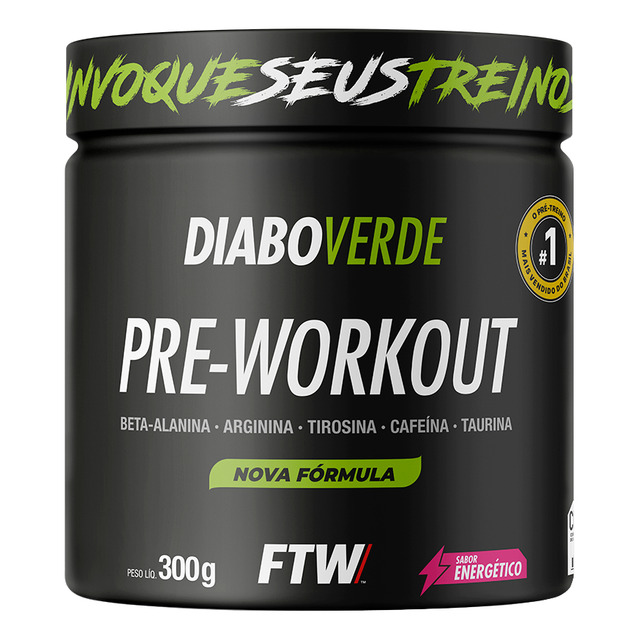 Suplemento Em Pó Pre Treino Pre Workout Pote 300g Sabor Energético Ftw - Diabo Verde Suplemento Em Pó Pre Treino Pre Workout Pote 300g Sabor Energético Ftw - Diabo Verde