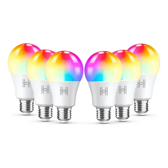 Kit 6 Lâmpadas Inteligente Led 10w Rgb Wifi Smart Alexa Google - Homefy