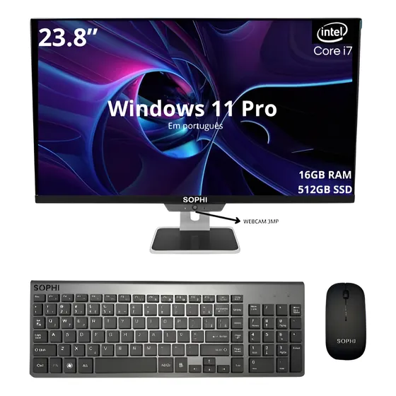 Computador All In One Sophi I7 16gb 512gb Fhd 23,8 Completo