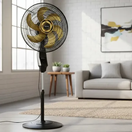 Ventilador De Coluna Mallory Chronos Preto E Dourado 40cm 127 Volts