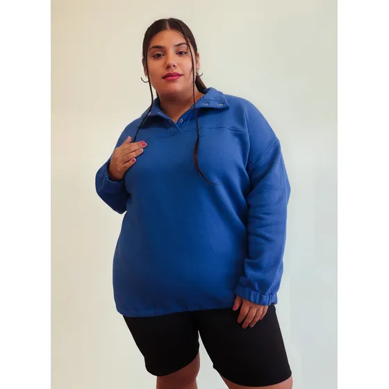 Buzo Frizado Mujer Ananá Plus Size Oversize Cuello Alto