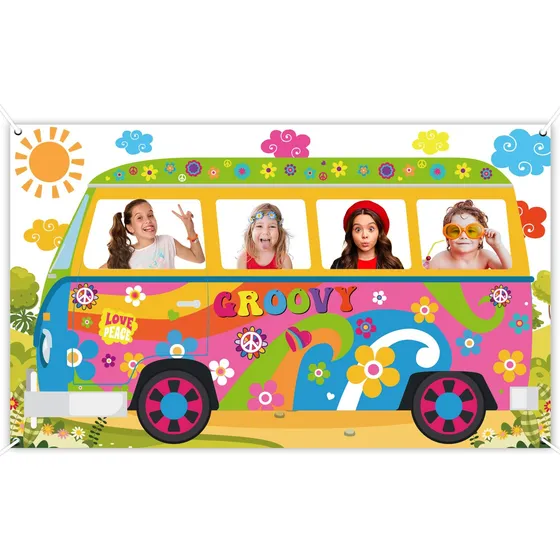 Bach Pp 60s Hippie Bus Photo Prop 60s Decorações De Festa