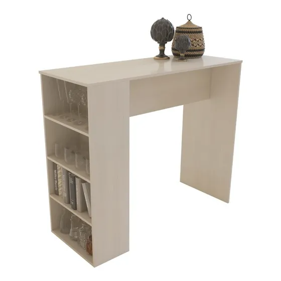 Barra De Cocina Mueble Desayunador En Melamina Con Estantes 