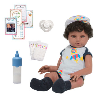 Boneco Reborn Negro Realista 100% Silicone Com 11 Acessórios Boneco Reborn Negro Realista 100% Silicone Com 11 Acessórios