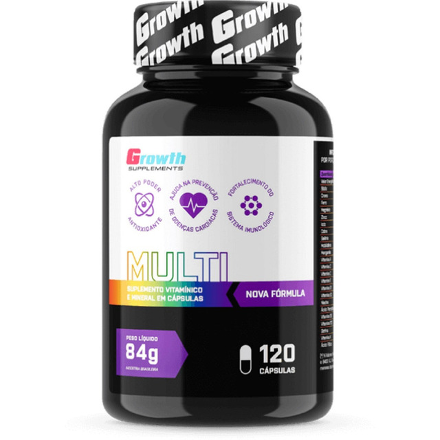 Multivitamínico 120 Cáps Nova Fórmula Growth Supplements Sabor Neutro Multivitamínico 120 Cáps Nova Fórmula Growth Supplements Sabor Neutro