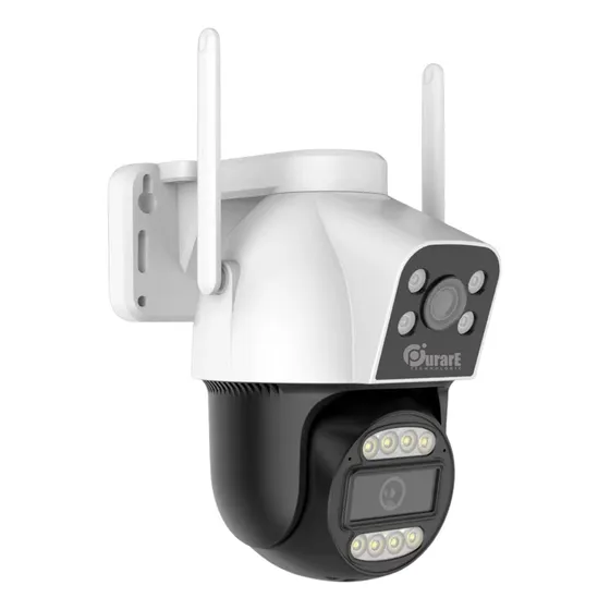 Camara Exterior Robotica Doble Camara Superior Fija 3mp Y Camara Inferior Robotica 3mp - Wifi Led Vision Nocturna Aplicacion Ios Y Android Con Cartel De Seguridad Para Casa Purare Technologic®