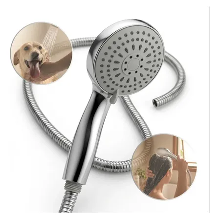 Gatilho Ducha Chuveiro De Mão Manual Ajustável Luxo ABS Prateado ABS