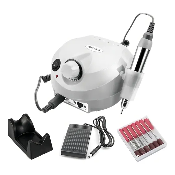 Pulidor Esmeril De Uñas Profesional De 35000 Rpm 6 Cabezales Color Blanco