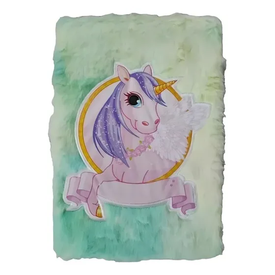 Diario Infantil Agenda Peluche Libreta Decorada Unicornio Color De La Portada Verde Claro