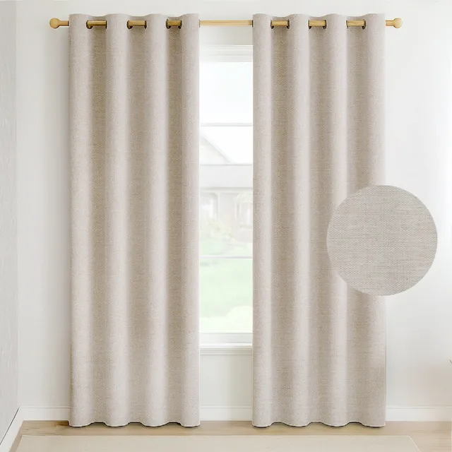 Cortina Blackout 100% Anti Luz, 2 Paños 140x220 Textura Lino