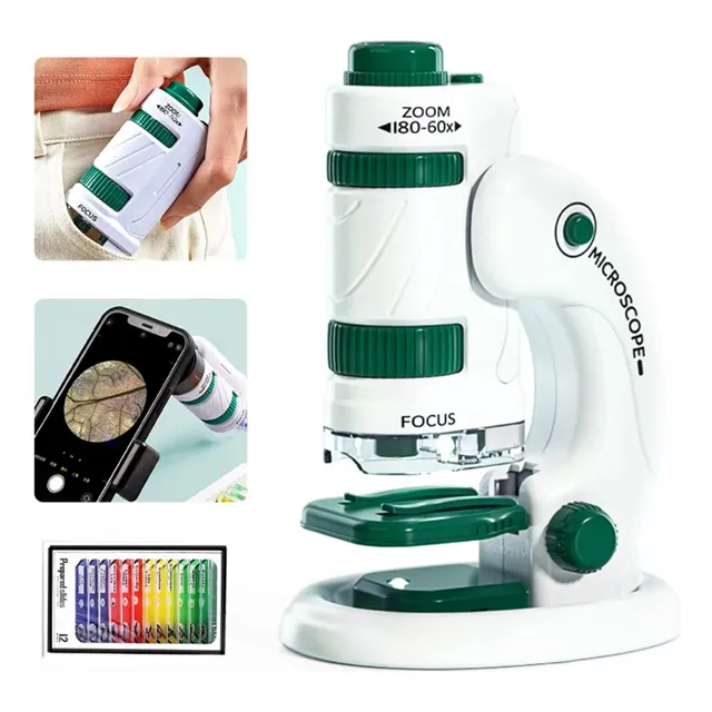 Microscopio Compuesto Con Luz 60x A 180x Con Porta Celular