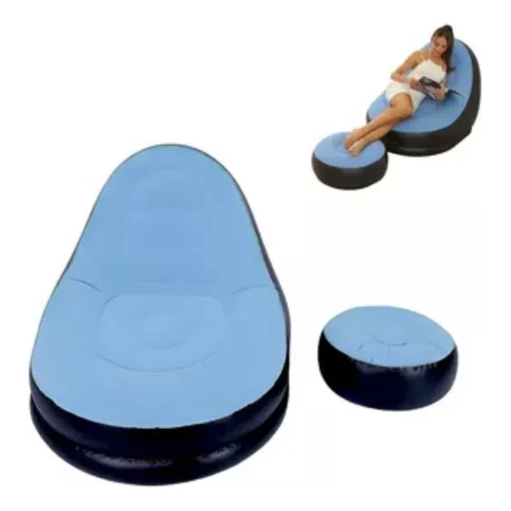 Sofá Puffs Portátil Inflable Con Posa Pie