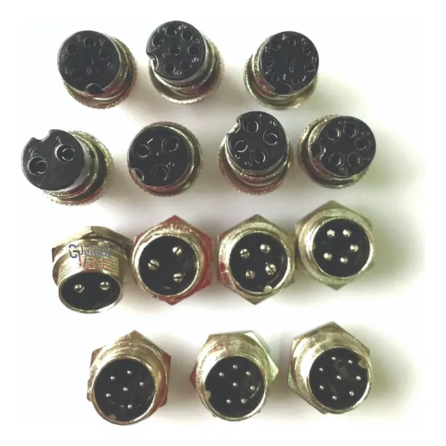 Conector Circular Aviador Gx16 16mm Macho Y Hembra 10 Piezas