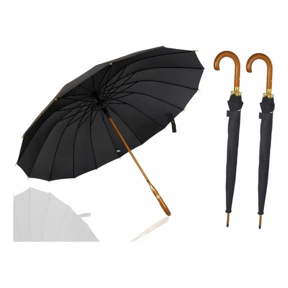 Kit Com 2 Guarda Chuva Reforçado Grande Automático Cor Preto Desenho do tecido Liso