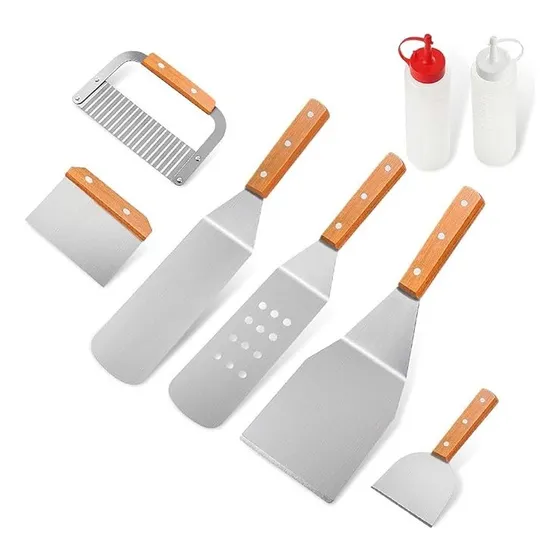 Kit De Espatulas De Cocina Chef Planchero Mango Madera