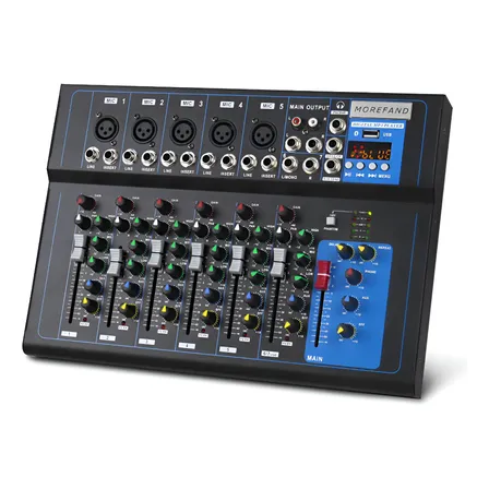 Mesa Som 7 Canais Profissional Mixer Bluetooth Console Usb 12v