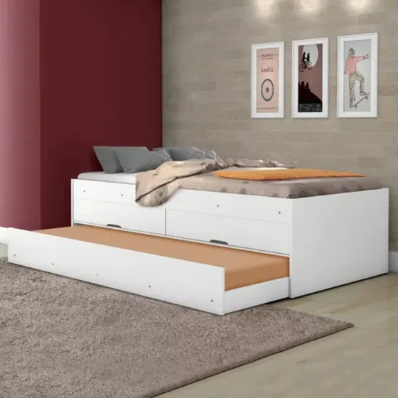 Bicama Solteiro Cama Com Auxiliar Resistente Mdf Promoção